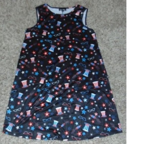 Womens Swing Dress Black Party 4th of July Small Holiday Sleeveless Crewneck - Picture 2 of 5